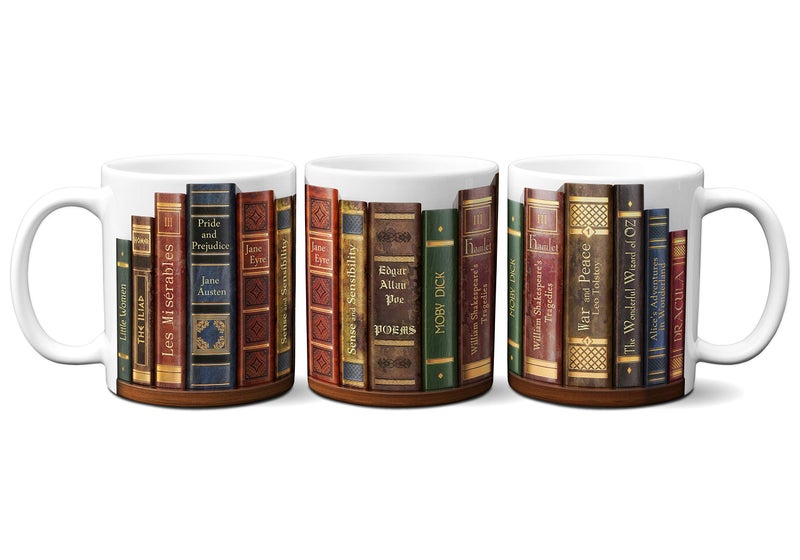 Universal Zone Bookshelf Mug with Famous Book Titles - Literary Book Lover Mug - Image 4